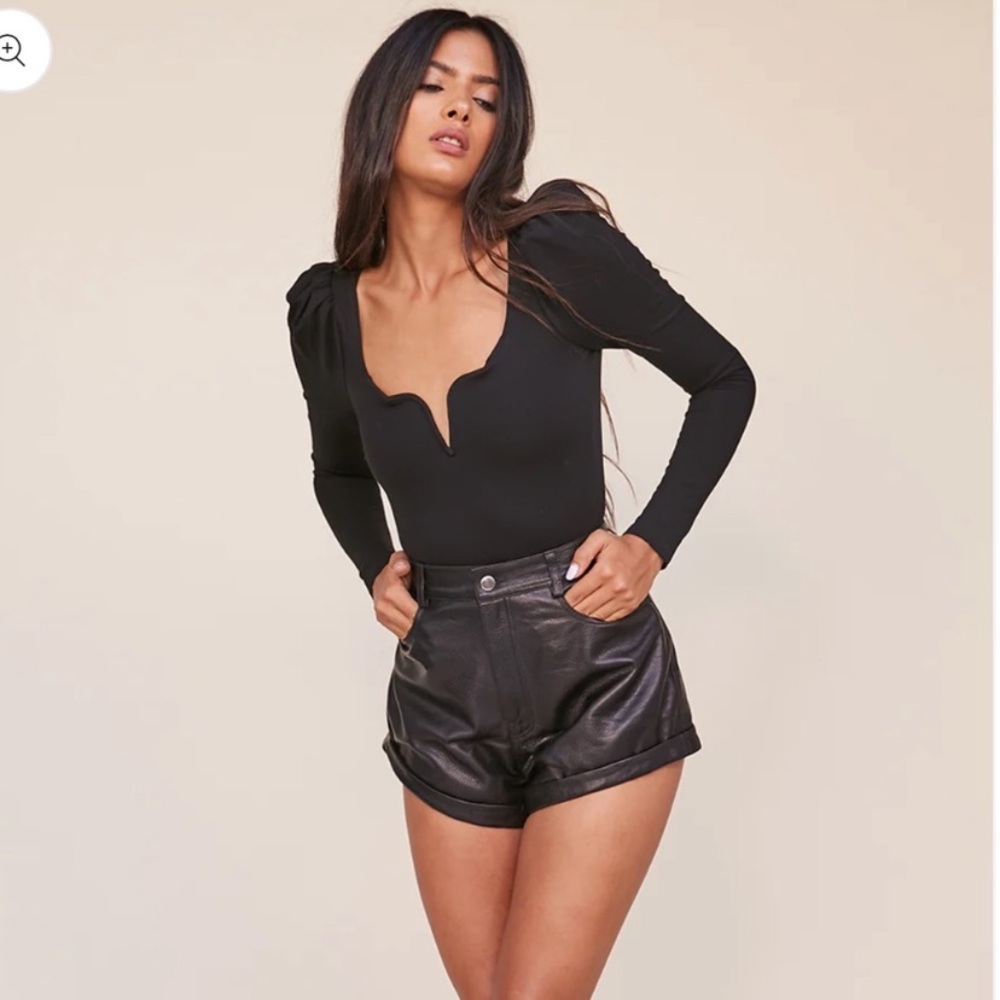 Black leather LPA shorts